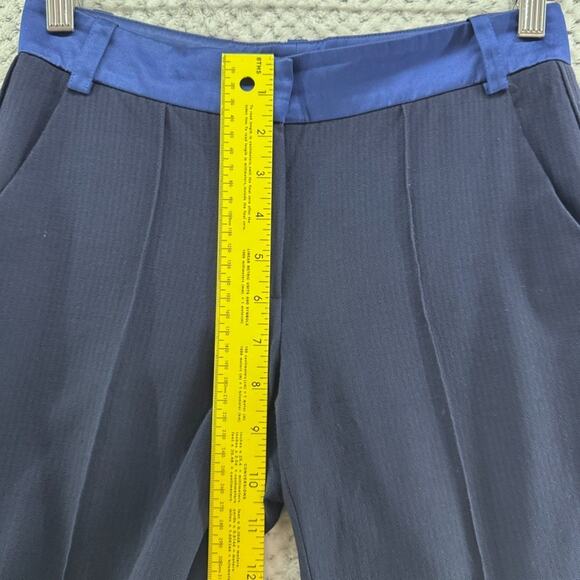 Maje Pants Womens EU34 Blue Slim Straight Mid Rise Pintuck Career Workwear - Picture 11 of 15